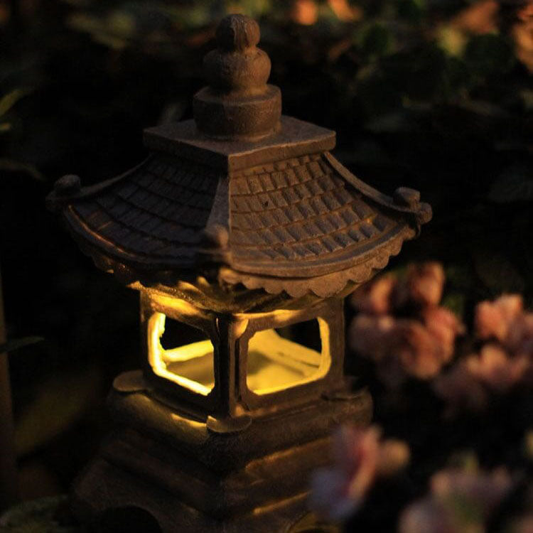 Tarex | Luce da Giardino a Pagoda Solare con Design Zen e LED Bianco Caldo per Giardino, Bordo e Patio