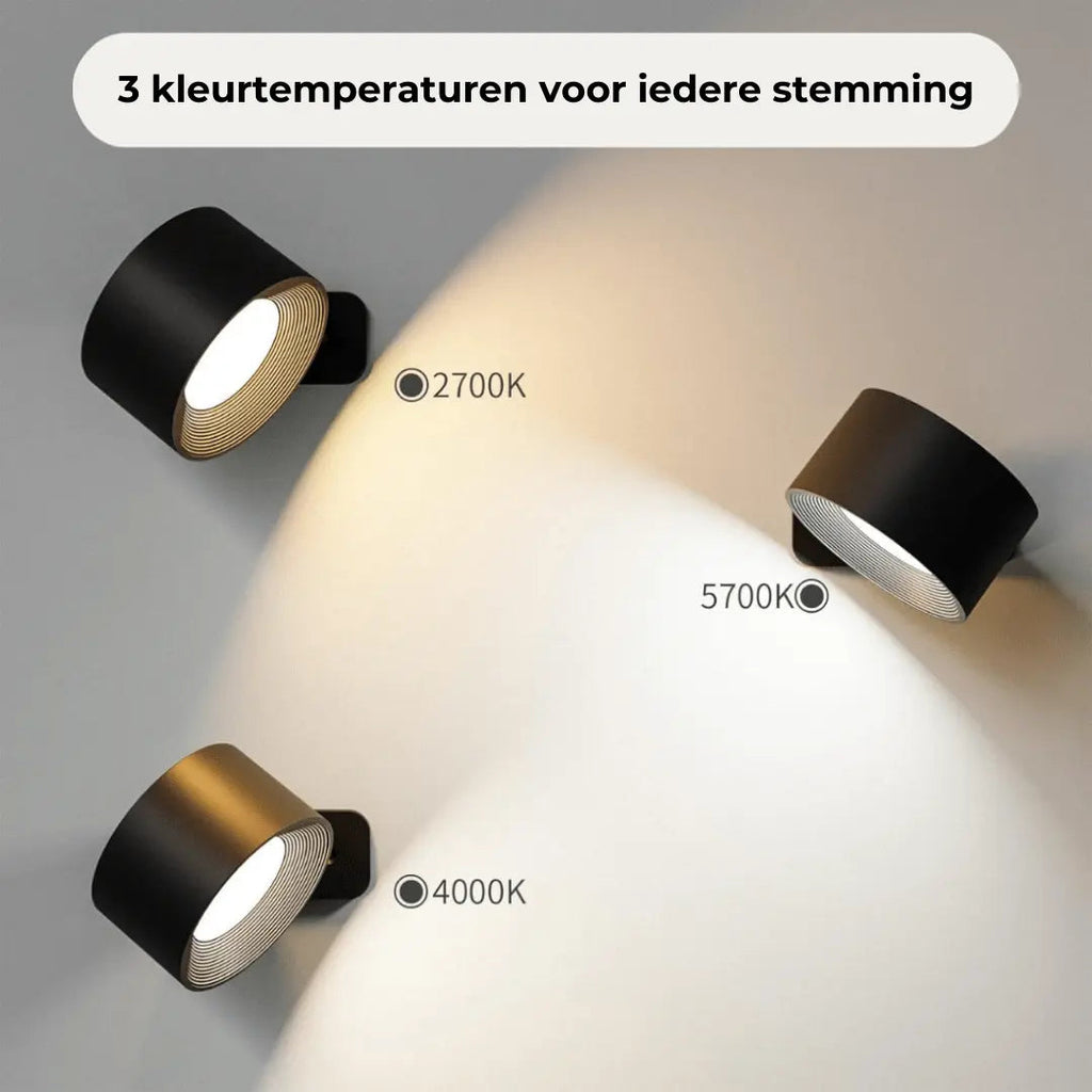Skanto | Lampada da Parete Ricaricabile Senza Fili 360°