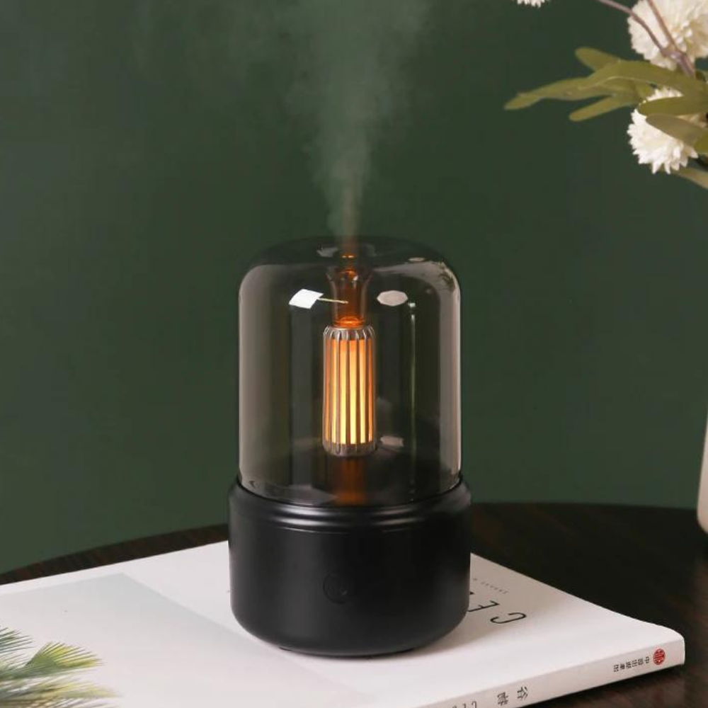 Skanto | Diffusore di Aroma Retro con Luce Notturna - Umidificatore per Oli Essenziali USB per Casa e Ufficio