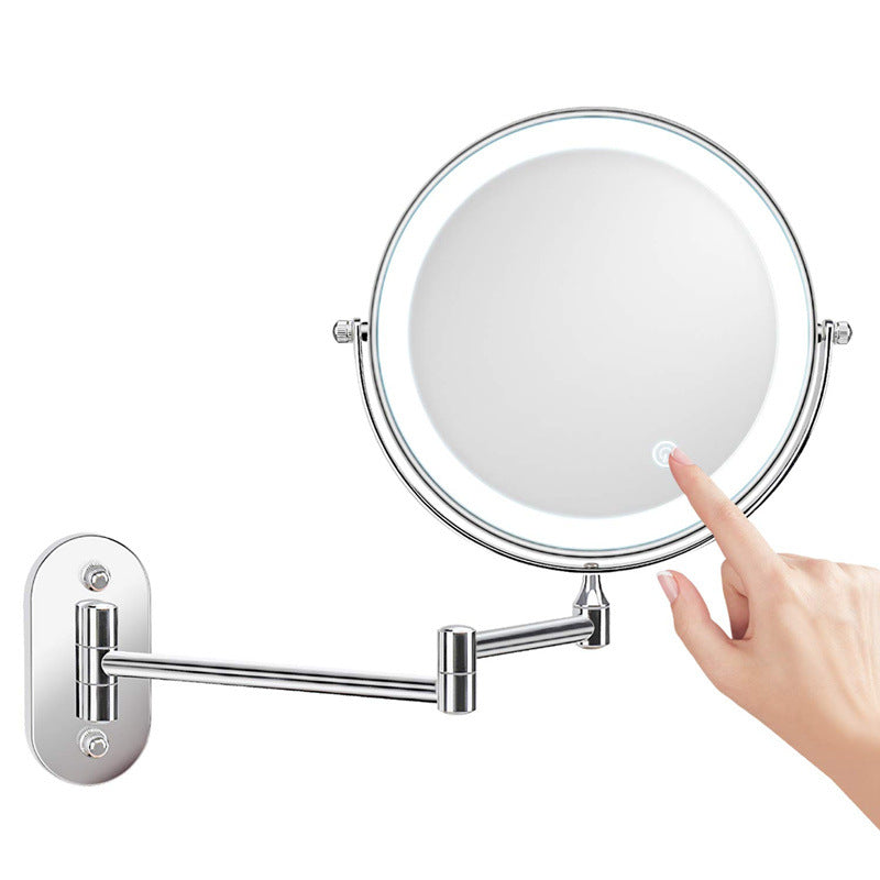 Specchio da barba a parete ricaricabile | Rotazione a 360°. Ingrandimento 1X/10X e illuminazione LED regolabile per l'uso in bagno