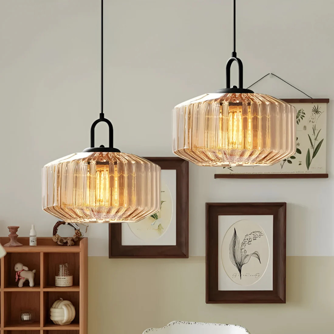 Lampada a sospensione in vetro colorato retro