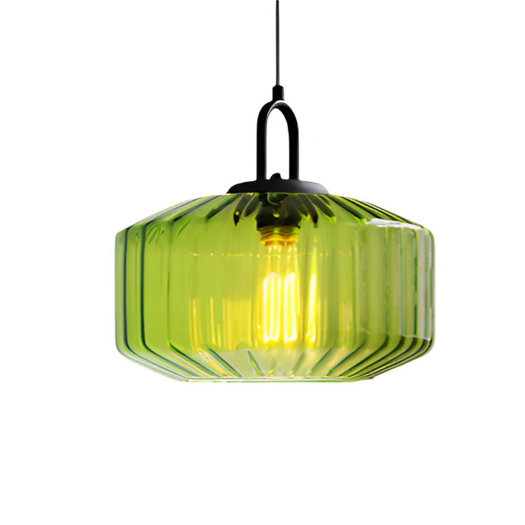 Lampada a sospensione in vetro colorato retro