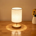 Lampada da Tavolo Minimalista LinenWood – Base in Legno Naturale & Paralume in Lino per Illuminazione Calda e Moderna