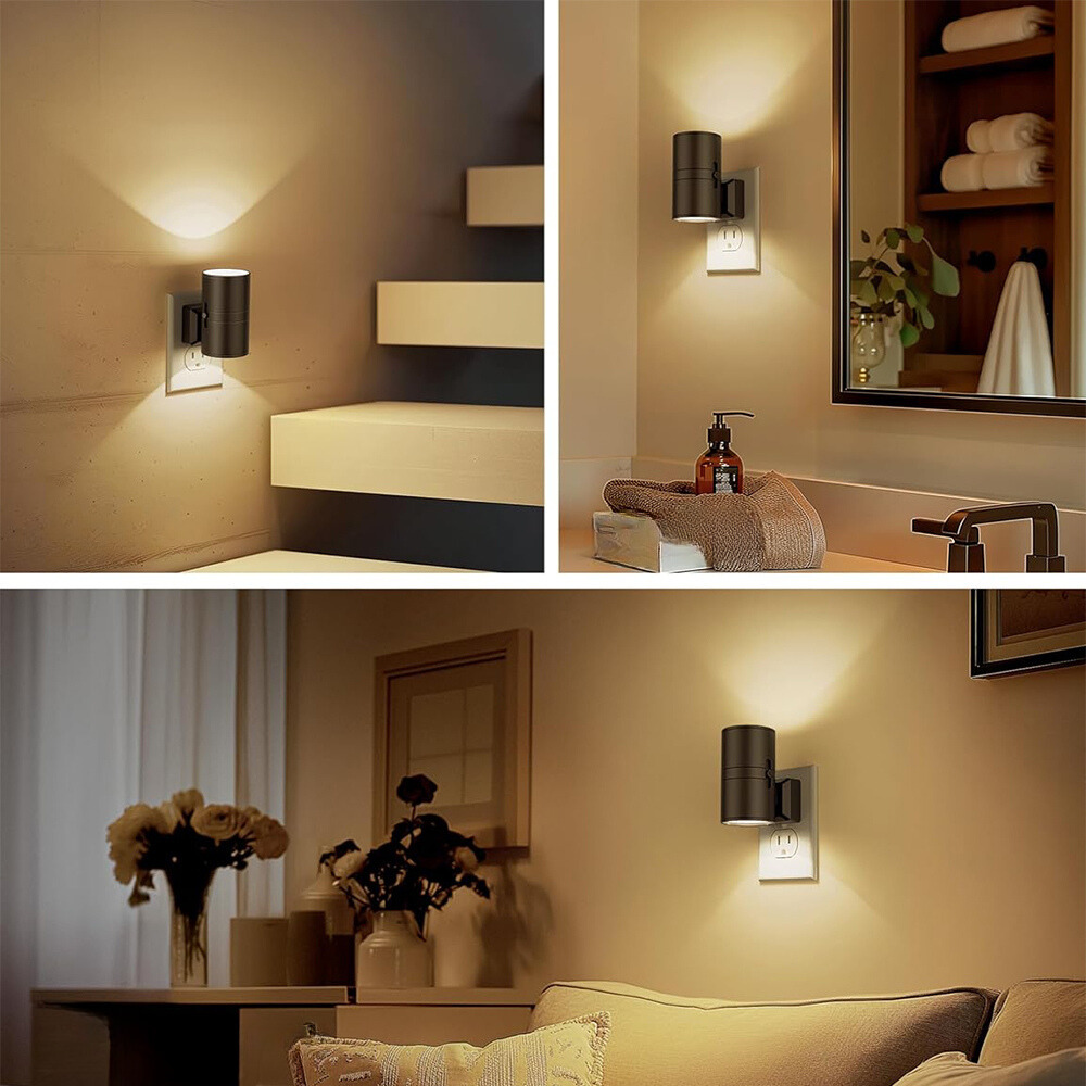 Luce notturna con presa e rilevamento della luminosità con luminosità regolabile
