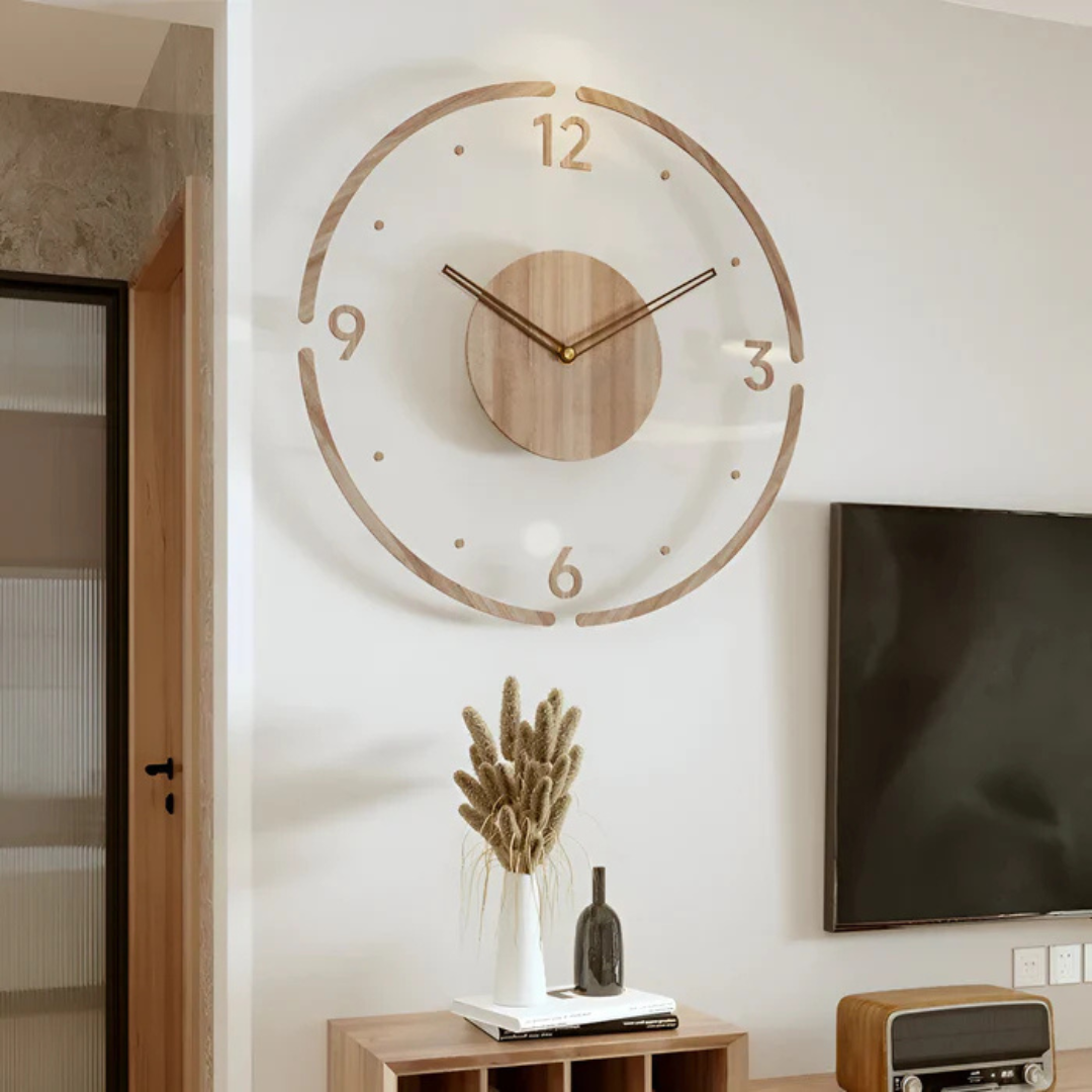 Orologio da parete moderno 30 cm in acrilico e legno per il soggiorno
