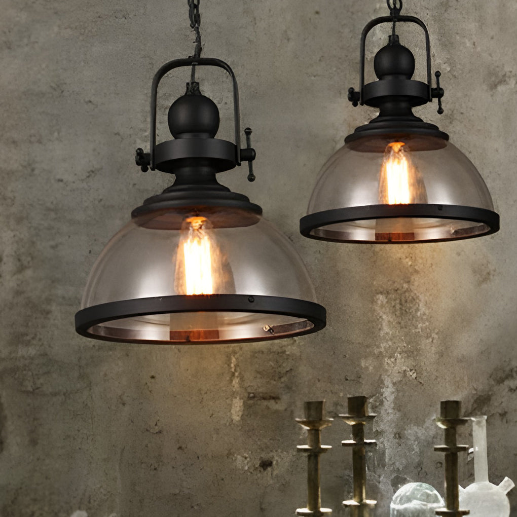 Skanto | Lampade a Sospensione Retro Industriale in Vetro Antico