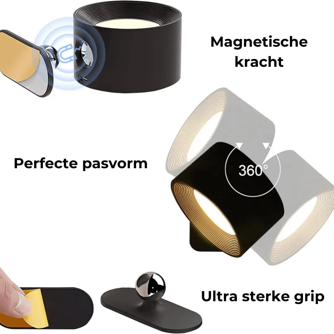 Skanto | Lampada da Parete Ricaricabile Senza Fili 360°
