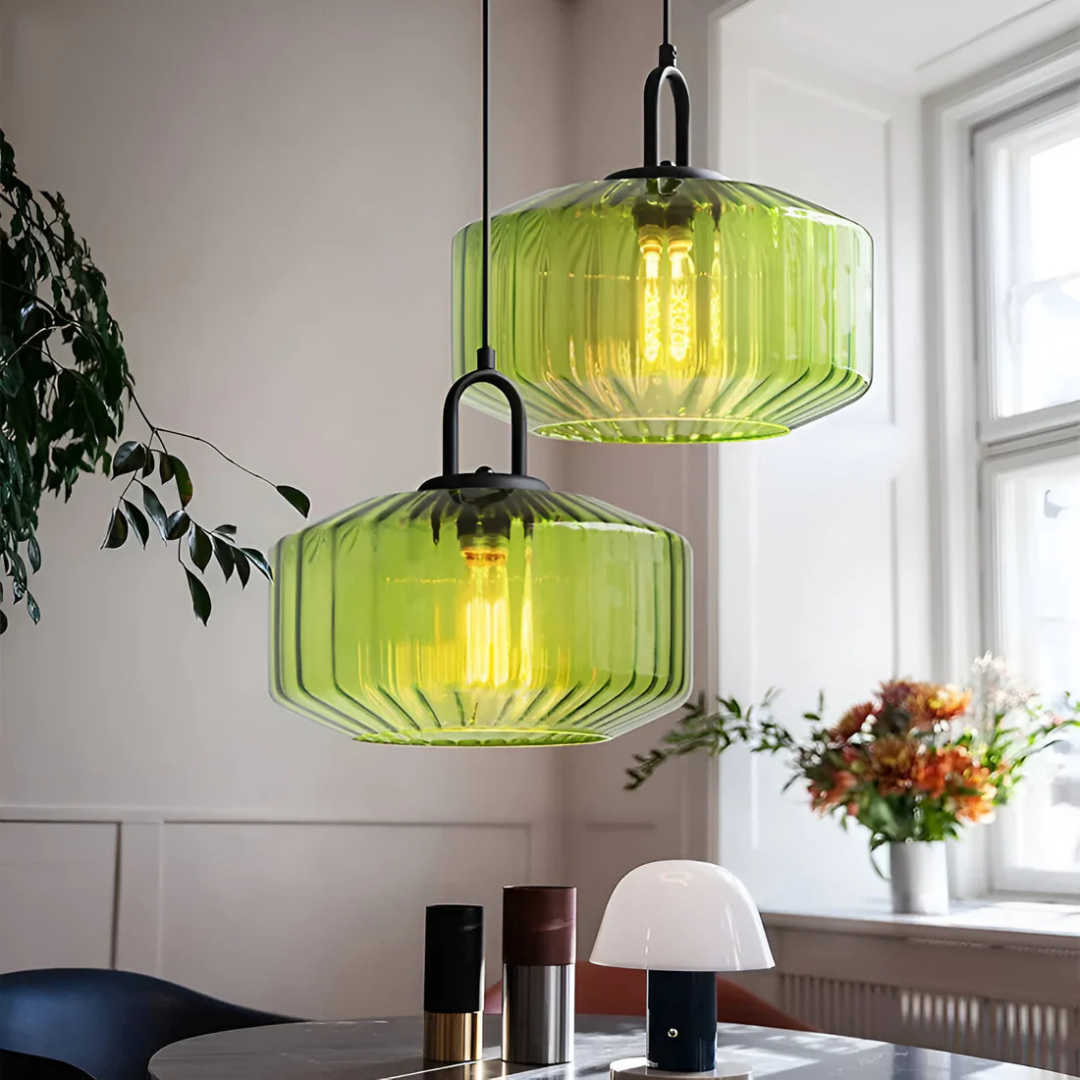 Mireta - Lampada a sospensione in vetro retro colorato