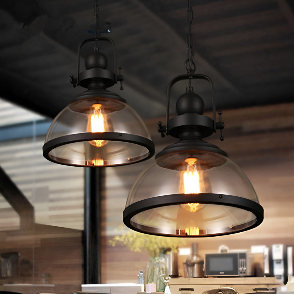 Skanto | Lampade a Sospensione Retro Industriale in Vetro Antico