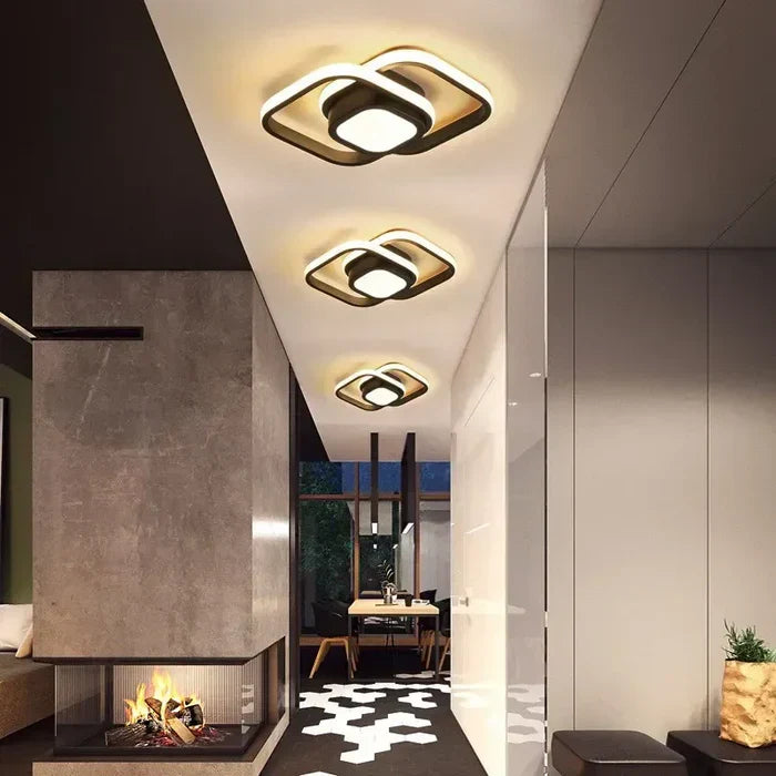 Moderna lampada da soffitto LED con design a doppio anello - Anelli crepuscolari