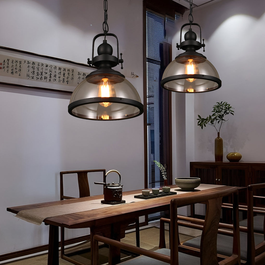 Skanto | Lampade a Sospensione Retro Industriale in Vetro Antico