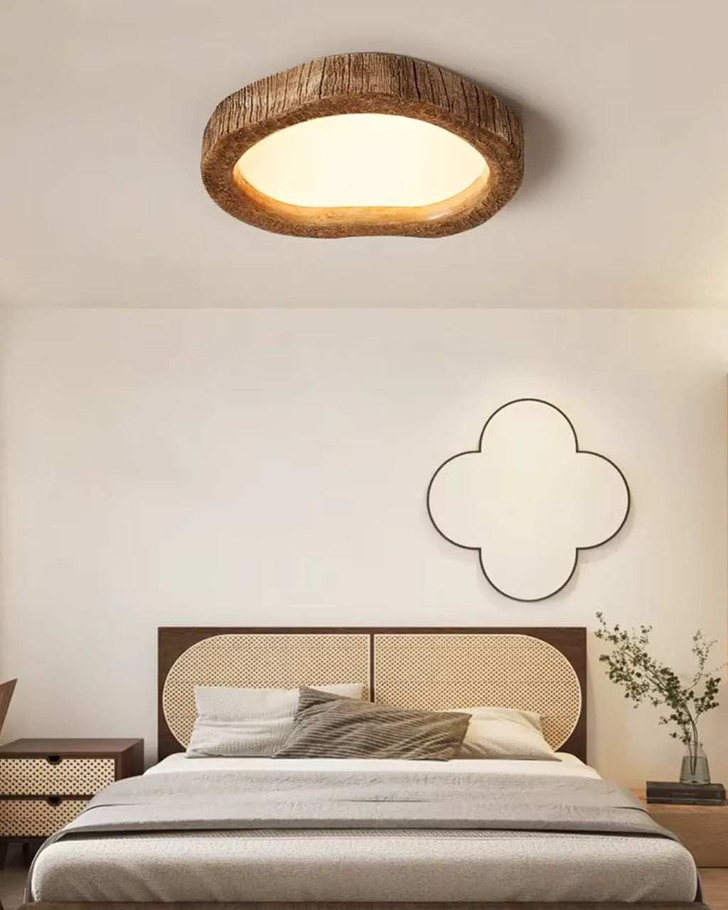 Nerelle | Lampada da soffitto in legno rustico con LED integrato per un'illuminazione interna calda