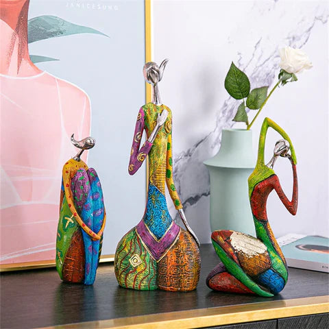 Scultura Astratta Femminile in Design Colorato - Opera d'Arte Fatta a Mano