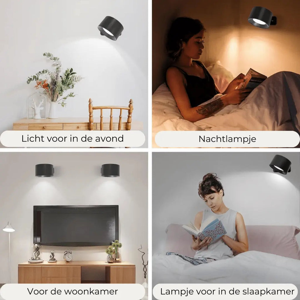 Skanto | Lampada da Parete Ricaricabile Senza Fili 360°