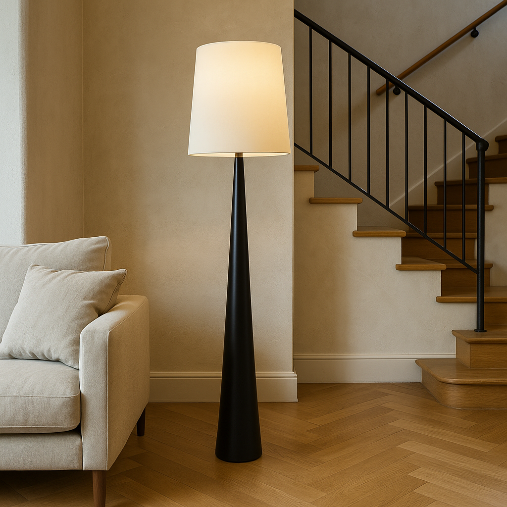 Lysenne – Lampada da Terra Scandinava con Paralume in Tessuto