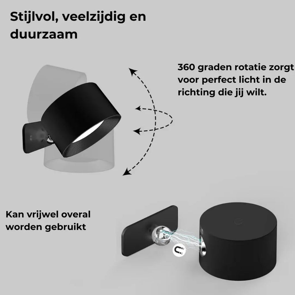 Skanto | Lampada da Parete Ricaricabile Senza Fili 360°