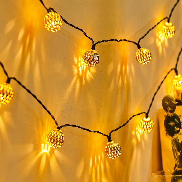 Catena luminosa solare impermeabile marocchina, l 12 metri, 100 lampadine LED, l 8