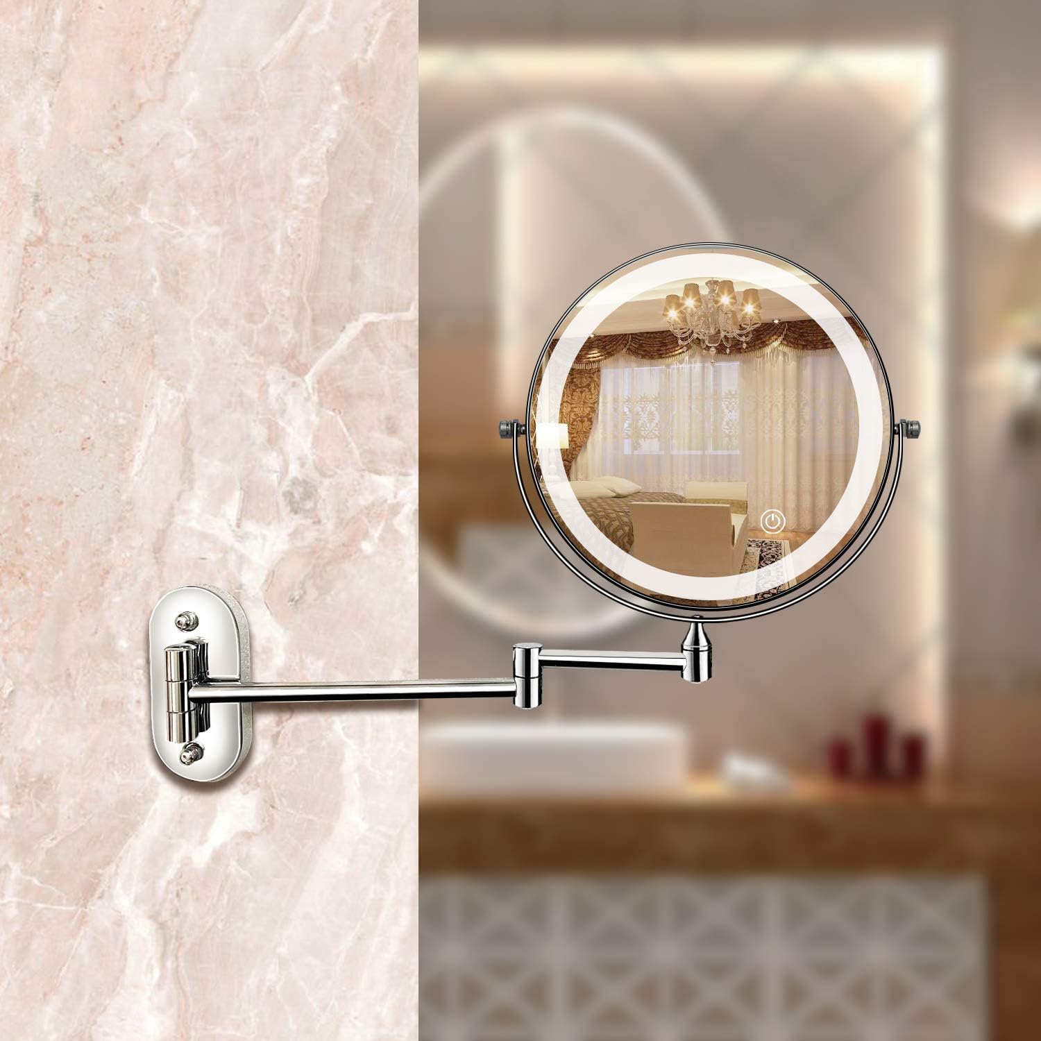 Specchio ingranditore a LED | Ricaricabile | Cosmetica & Bagno | Cromo argento