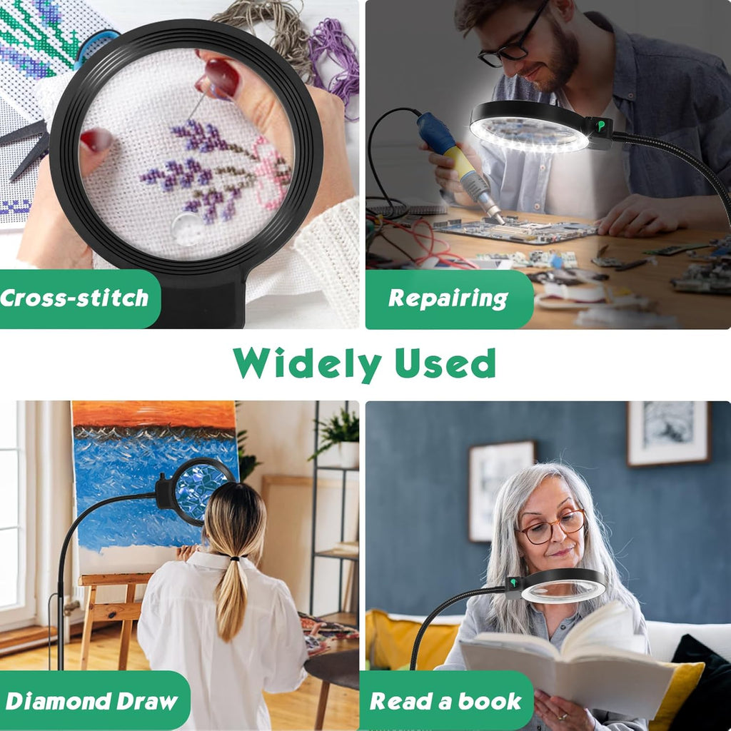 Lente d'ingrandimento a pagina intera con luce LED – Ausilio alla lettura a mani libere per libri, lavori manuali e hobby