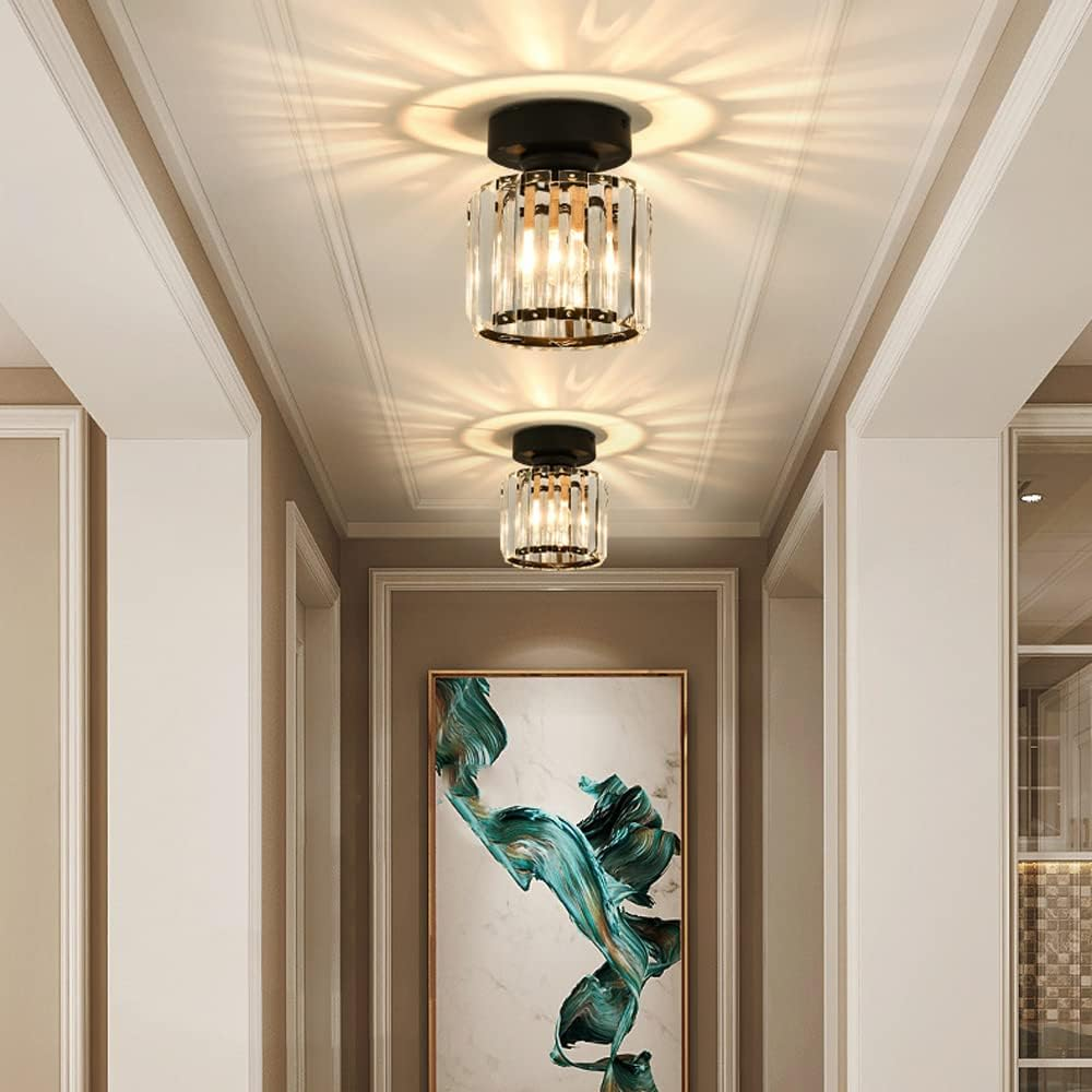 Lampada da soffitto in vetro di cristallo – Supporto in ottone e design compatto
