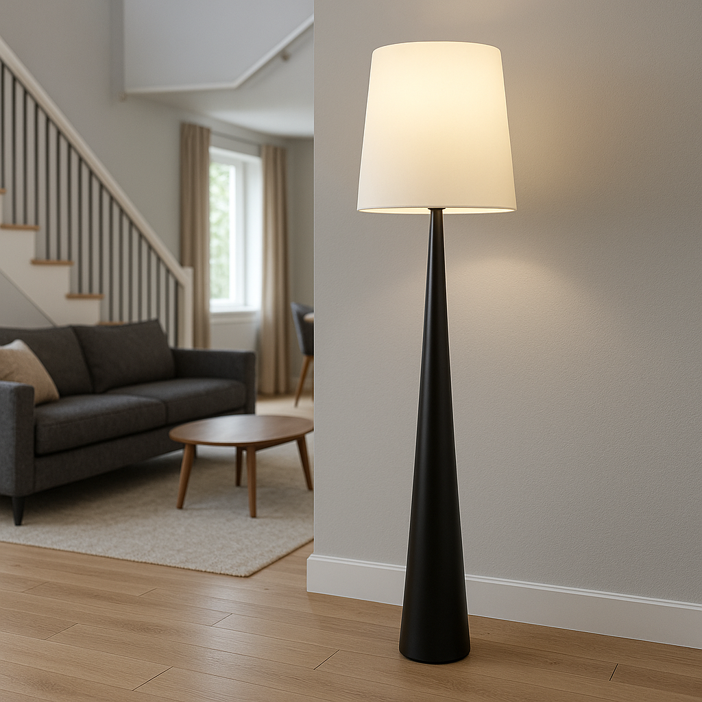 Nora | Lampada da Terra Minimalista Scandinava con Paralume in Tessuto Morbido
