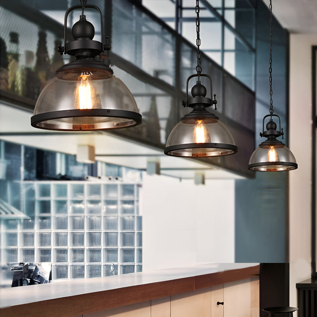 Skanto | Lampade a Sospensione Retro Industriale in Vetro Antico