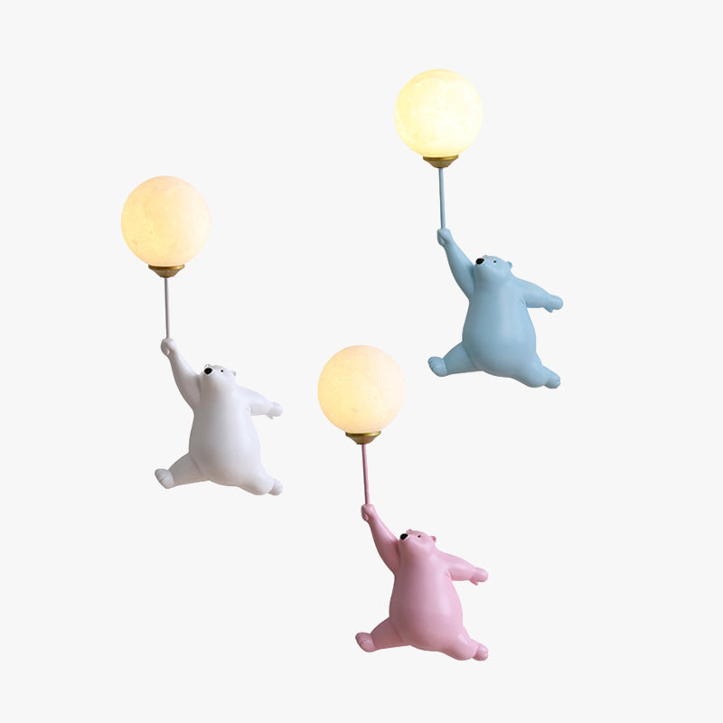 Lampada da Parete Orso Carino per Camera Bambini Luce Palloncino Decorativa