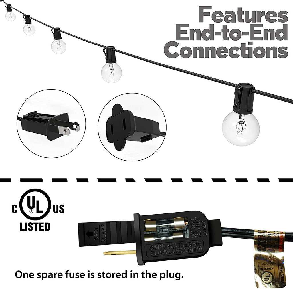 25FT Catena di Luci Globus con Lampadine per Interni/Esteri Waterproof Collegate a Sospensione per Giardino Veranda Balcone Decorazione Feste
