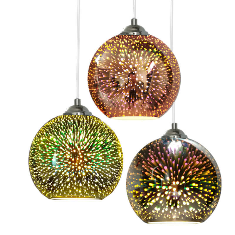 Moderna e creativa lampada a sospensione in vetro 3D colorato a forma di cupola con 1 luce