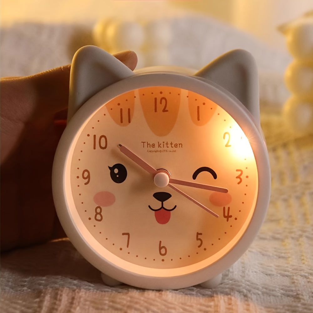 Orologio da Tavolo per Bambini con Luce Notturna – Silenzioso, Motivo Coniglio e Design Compatto