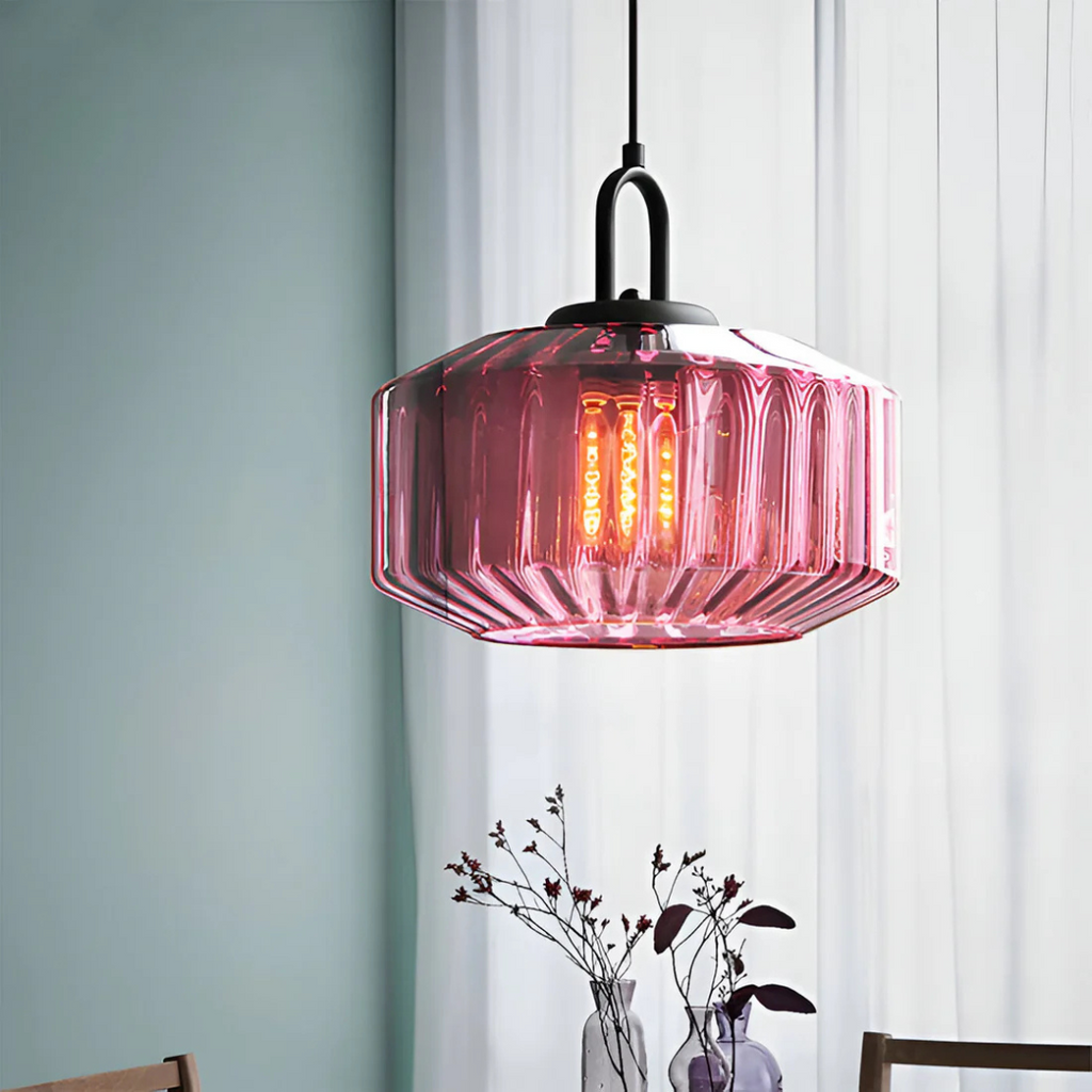 Lampada a sospensione in vetro colorato retro
