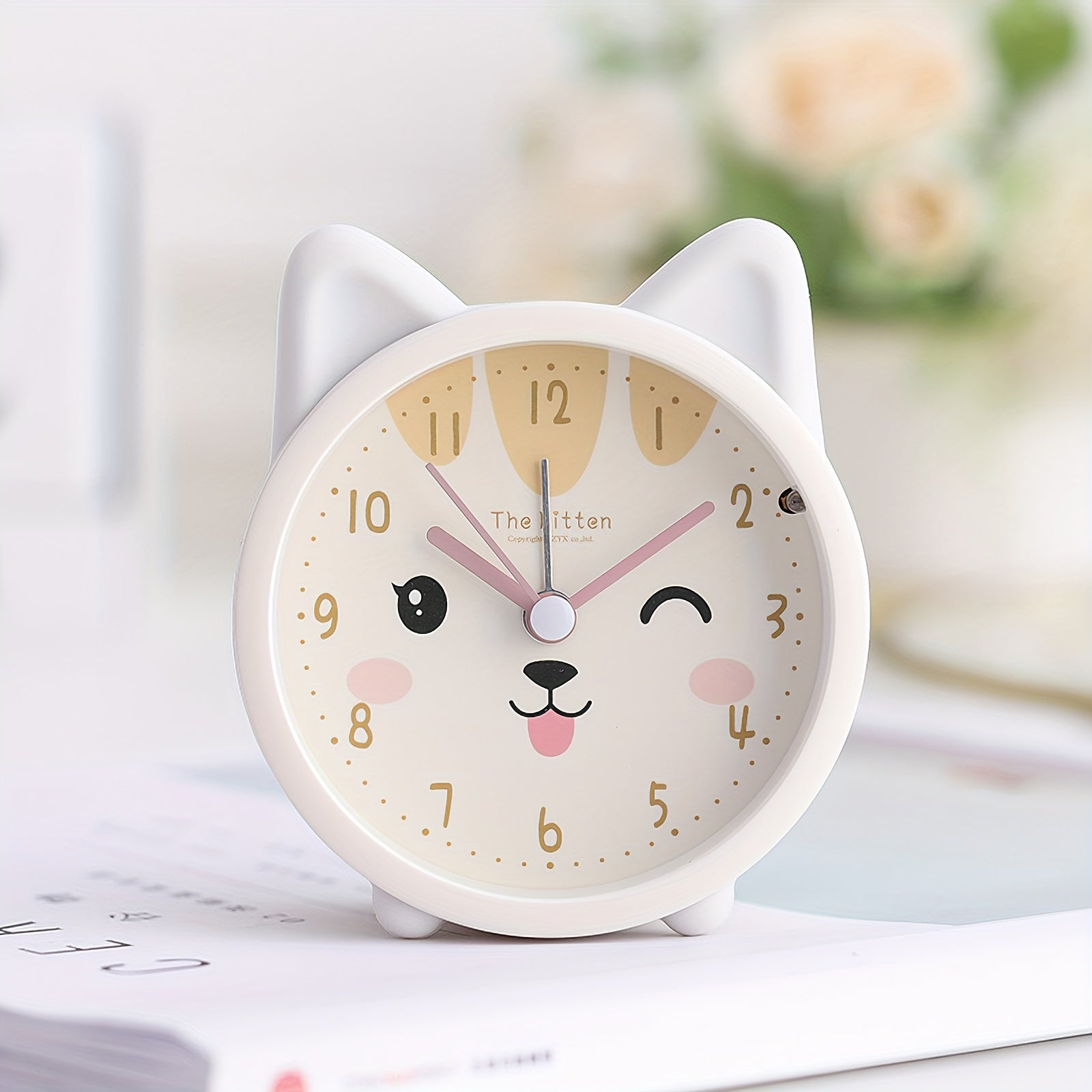 Orologio da Tavolo per Bambini con Luce Notturna – Silenzioso, Motivo Coniglio e Design Compatto