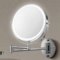 Specchio da Barba Ricaricabile da Parete | Rotazione a 360°. Ingrandimento 1X/10X e Illuminazione LED Regolabile per Uso in Bagno