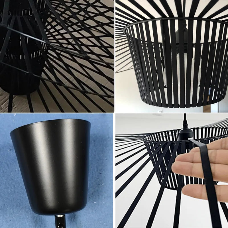 Lampada a Sospensione Nera a Forma di Cappello – Eleganza Moderna