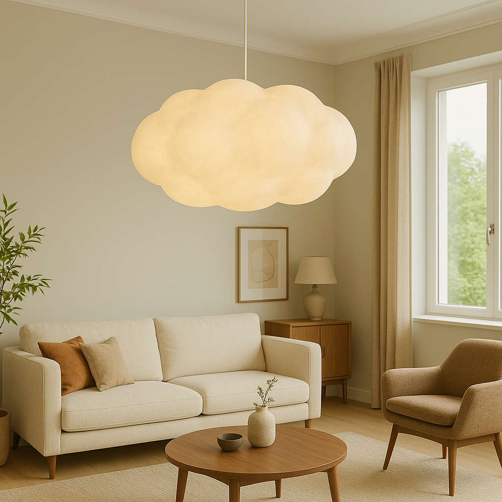 Lampada a sospensione a forma di nuvola con paralume bianco morbido