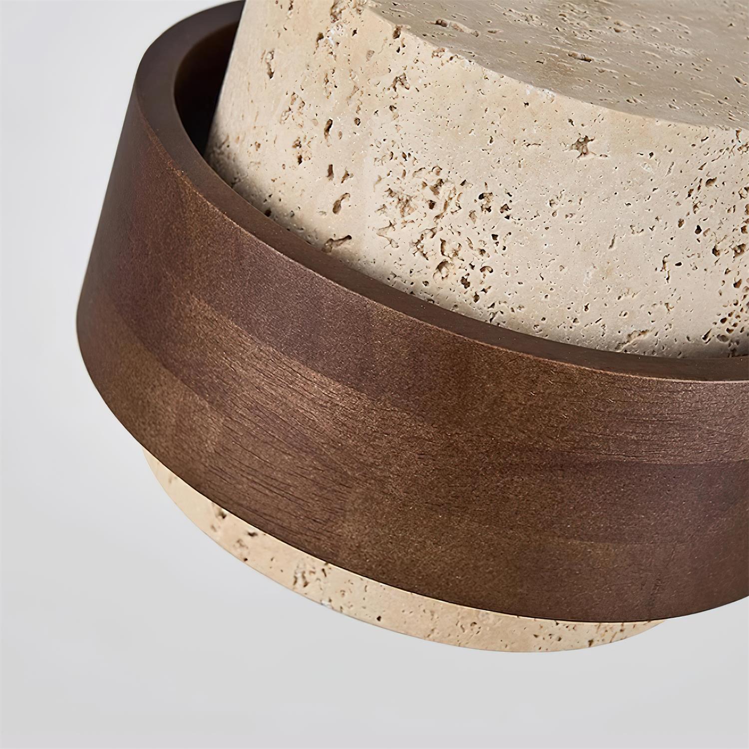 Arluna | Lampada a Sospensione in Travertino con Dettagli in Legno di Noce per Illuminazione Ambientale Moderna