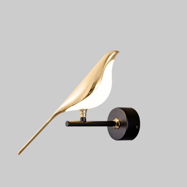 Moderna lampada da parete LED a forma di uccello