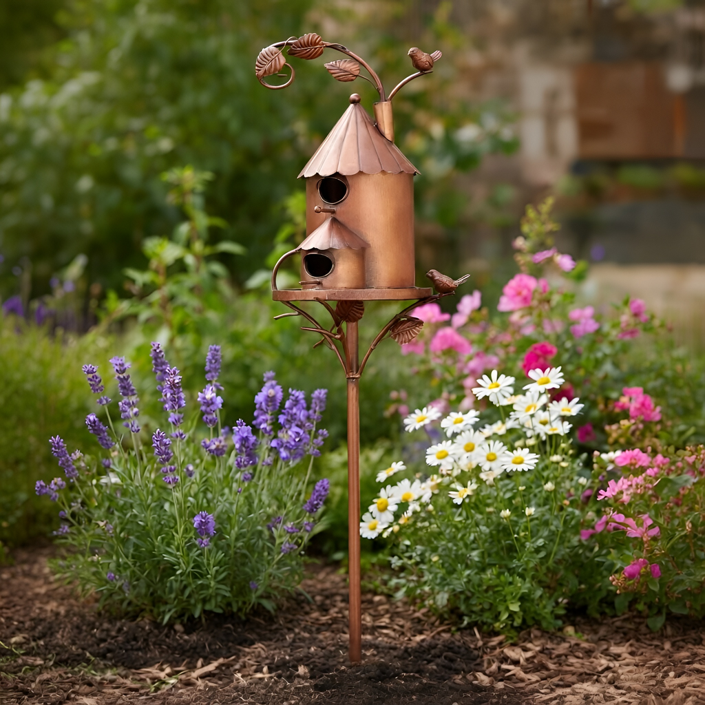 Clifford - Palo decorativo da giardino a forma di casetta per uccelli