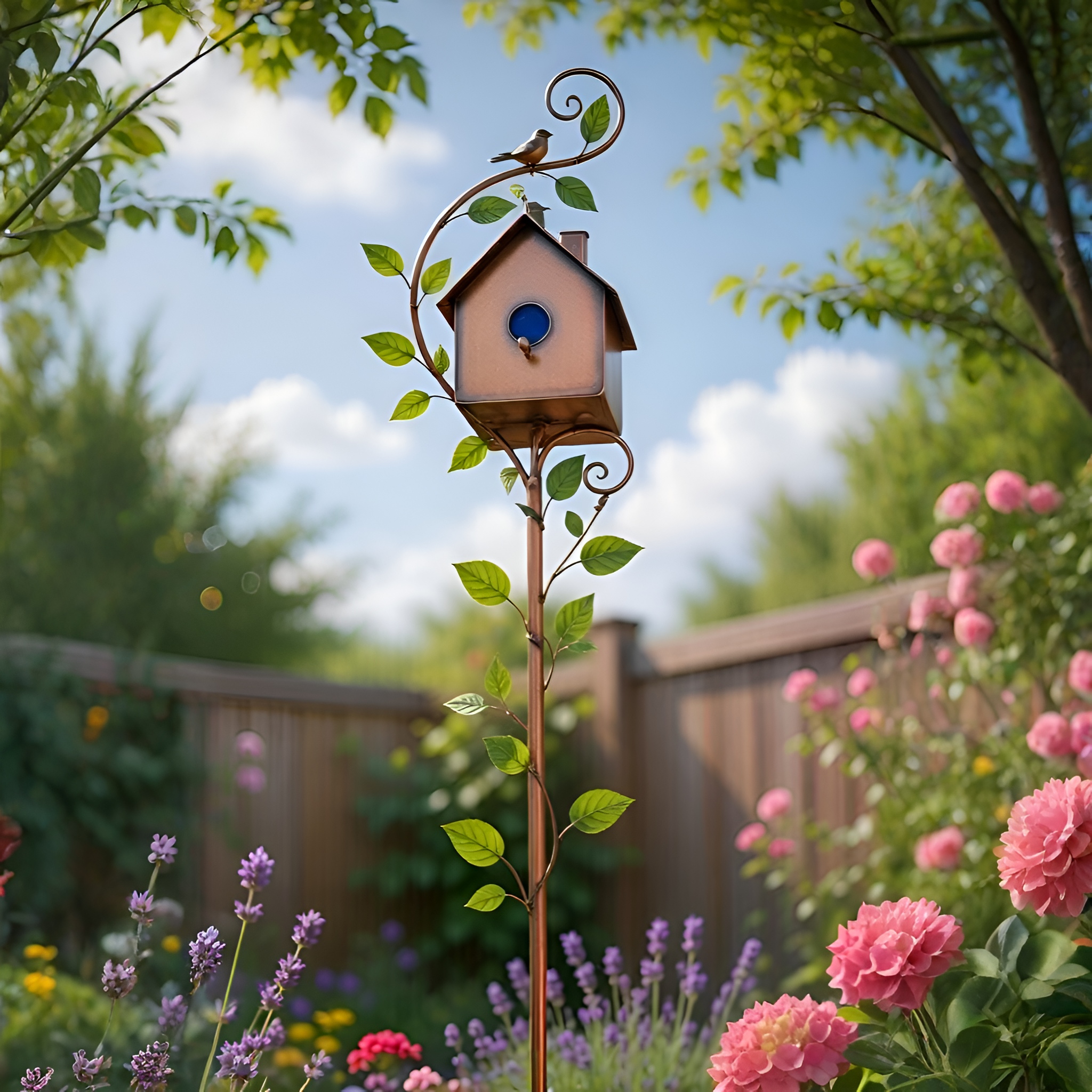 Clifford - Palo decorativo da giardino a forma di casetta per uccelli