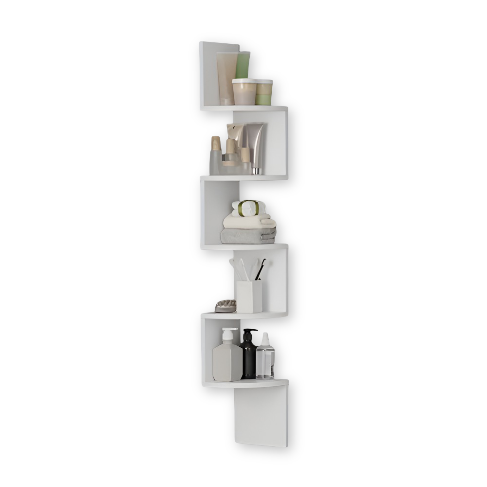 Scaffale angolare 5 livelli | Design a zigzag con livelli | Utilizzo salvaspazio degli angoli | CornerZig