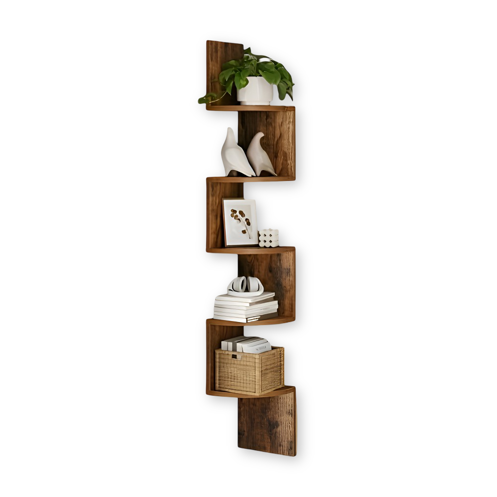 Scaffale angolare 5 livelli | Design a zigzag con livelli | Utilizzo salvaspazio degli angoli | CornerZig