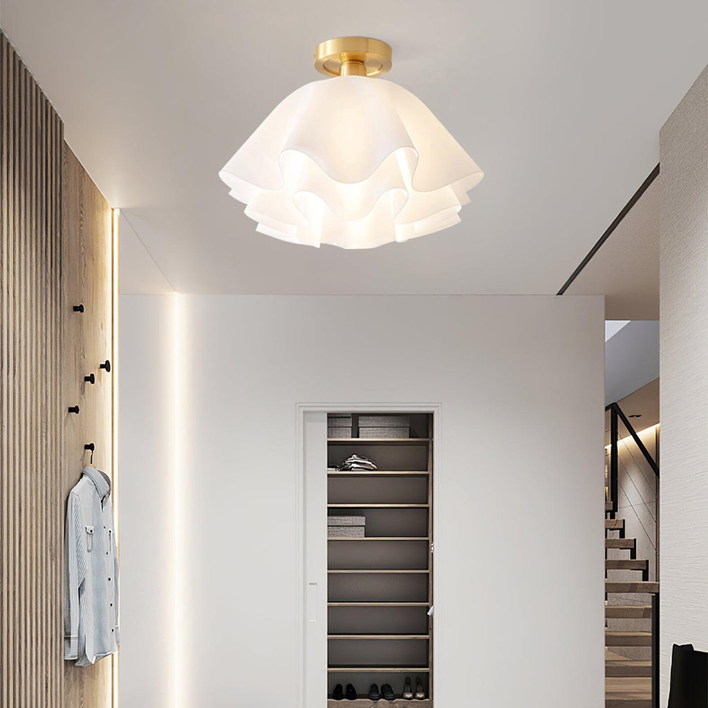 Eloriah | Lampadario in Ottone Pieghettato con Attacco E27 per Illuminazione Elegante di Bagni e Camere da Letto