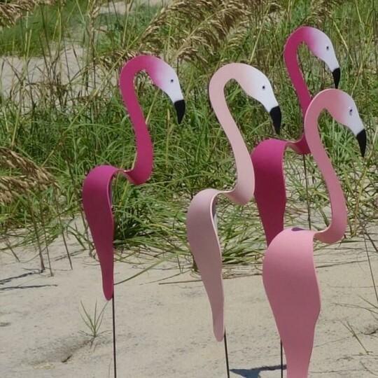 Decorazione da Giardino Flamingo in Alluminio | Indicatore di Vento e Decorazione | Fatto a Mano | PinkDrift