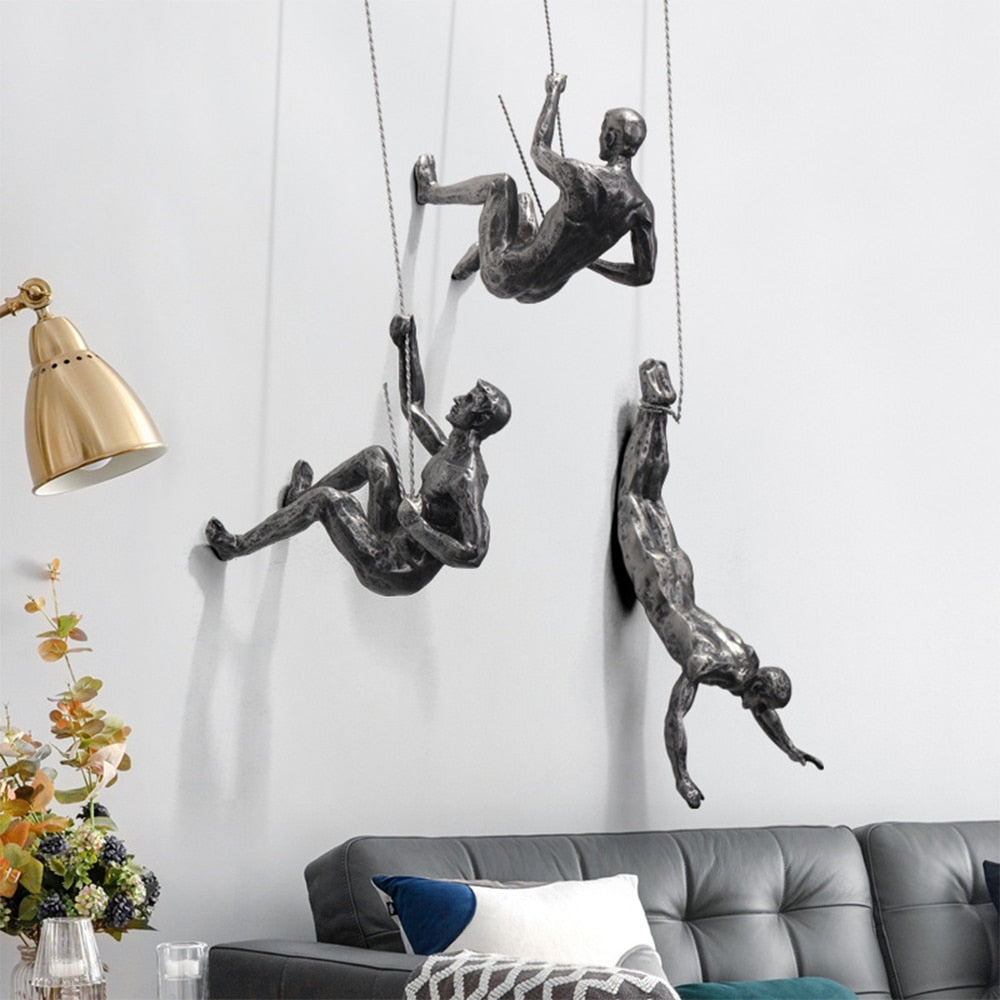 Scultura da parete ClimbArtis | Simbolo di forza e crescita | Realizzato a mano in resina e filo di ferro