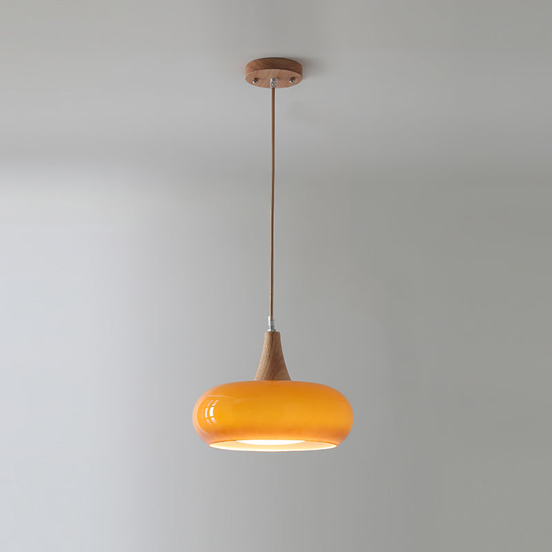 Lampada a sospensione in legno ambra