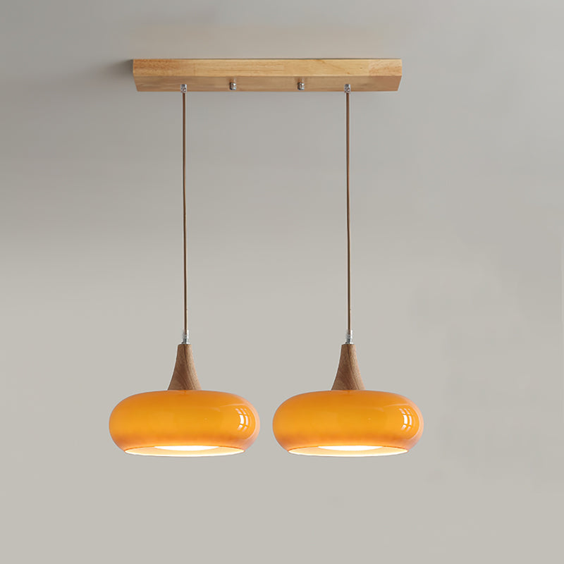 Lampada a sospensione in legno ambra
