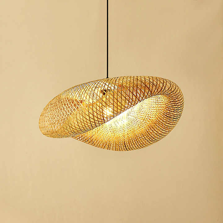 Lampada a sospensione GarduruBamboo | Lampada a sospensione naturale | Illuminazione artigianale per soggiorno e sala da pranzo