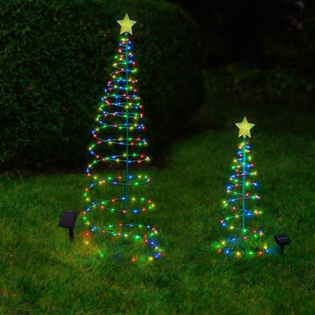 Skanto | SolarGlow Albero di Natale – Illuminazione LED wireless da esterno alimentata da energia solare
