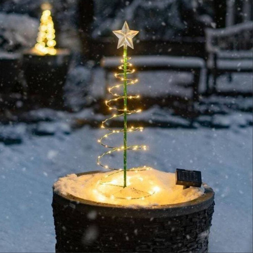 Skanto | SolarGlow Albero di Natale – Illuminazione LED wireless da esterno alimentata da energia solare