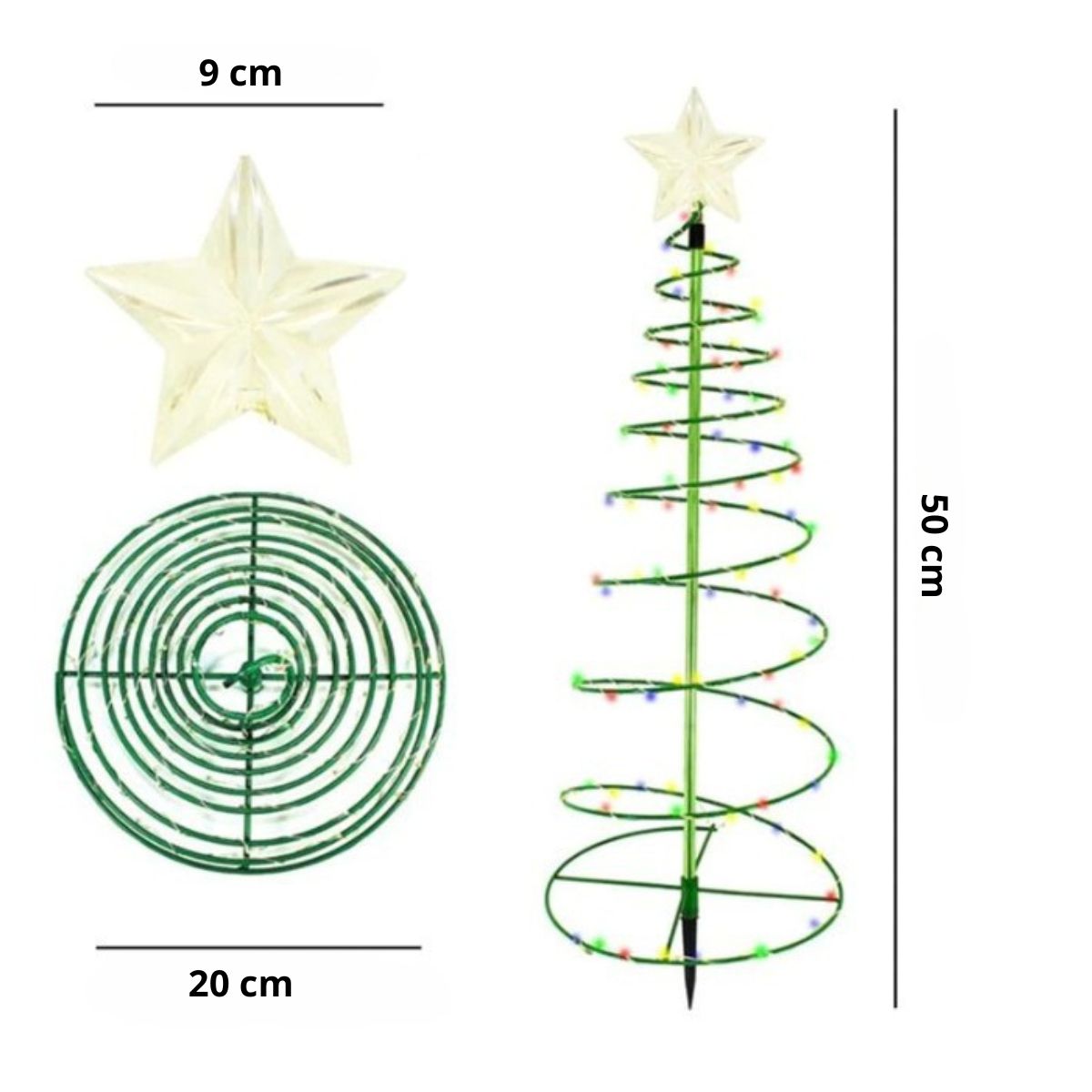 Skanto | SolarGlow Albero di Natale – Illuminazione LED wireless da esterno alimentata da energia solare